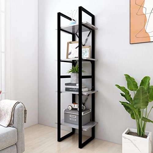 Furniture Home Tools Bücherschrank mit 4 Ebenen, Betongrau, 40 x 30 x 140 cm, Holzwerkstoff von csderty