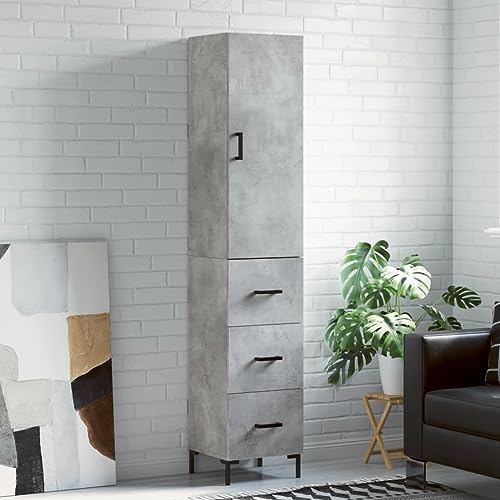 Furniture Home Tools Highboard Betongrau 34,5x34x180 cm Holzwerkstoff von csderty