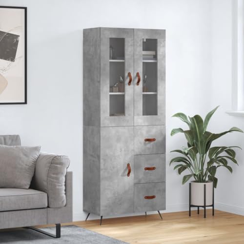 Furniture Home Tools Highboard Betongrau 69,5x34x180 cm Holzwerkstoff von csderty