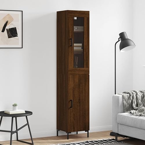 Furniture Home Tools Highboard Braun Eiche 34,5x34x180cm Holzwerkstoff von csderty