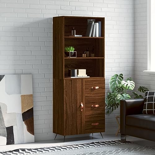 Furniture Home Tools Highboard Braun Eiche 69,5x34x180cm Holzwerkstoff von csderty