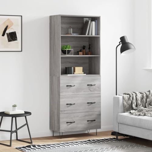 Furniture Home Tools Highboard Grau Sonoma 69,5x34x180 cm Holzwerkstoff von csderty