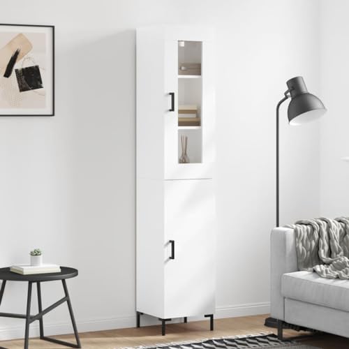 Furniture Home Tools Highboard Hochglanz Weiß 34,5x34x180cm Holzwerkstoff von csderty