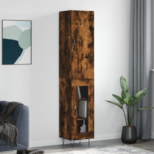 Furniture Home Tools Highboard Räuchereiche 34,5x34x180 cm Holzwerkstoff von csderty
