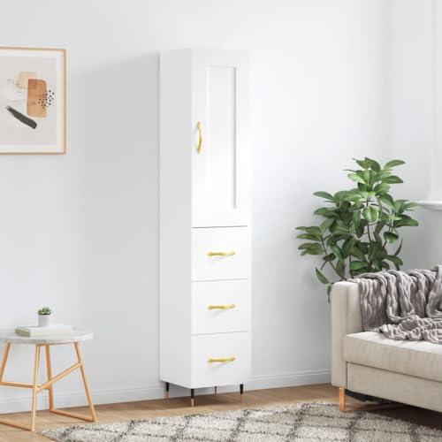 Furniture Home Tools Highboard Weiß 34,5x34x180cm Holzwerkstoff von csderty