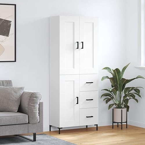 Furniture Home Tools Highboard Weiß 69,5x34x180cm Holzwerkstoff von csderty