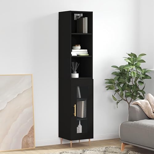 Furniture Home Tools Highboard schwarz 34,5x34x180 cm Holzwerkstoff von csderty