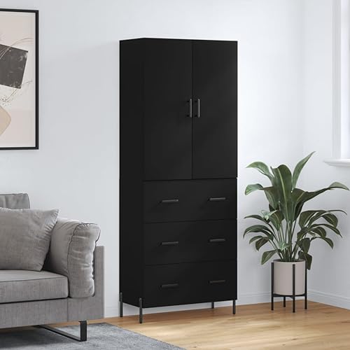 Furniture Home Tools Highboard schwarz 69,5x34x180cm Holzwerkstoff von csderty