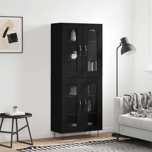 Furniture Home Tools Highboard schwarz 69,5x34x180cm Holzwerkstoff von csderty