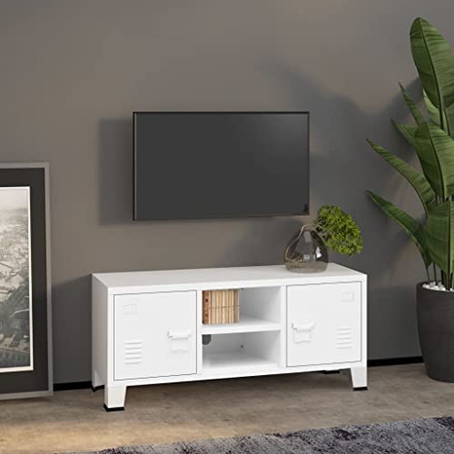 Furniture Home Tools Industrial TV Cabinet White 105x35x42 cm Metal von csderty