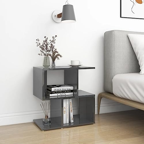 Furniture Home Tools Nachttischschränke, Hochglanz-Grau, 50 x 30 x 51,5 cm, Holzwerkstoff, 2 Stück von csderty