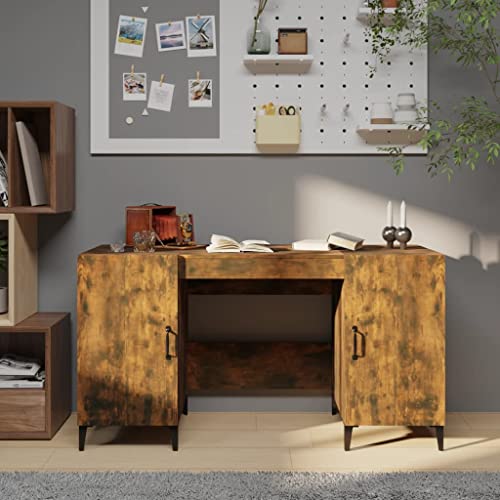 Furniture Home Tools Schreibtisch, Raucheiche, 140 x 50 x 75 cm, Holzwerkstoff von csderty