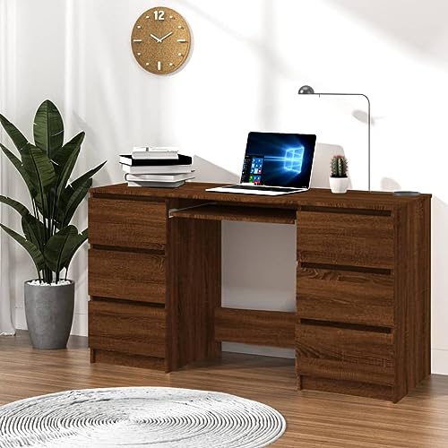 Furniture Home Tools Schreibtisch Braun Eiche, 140 x 50 x 77 cm, Holzwerkstoff von csderty