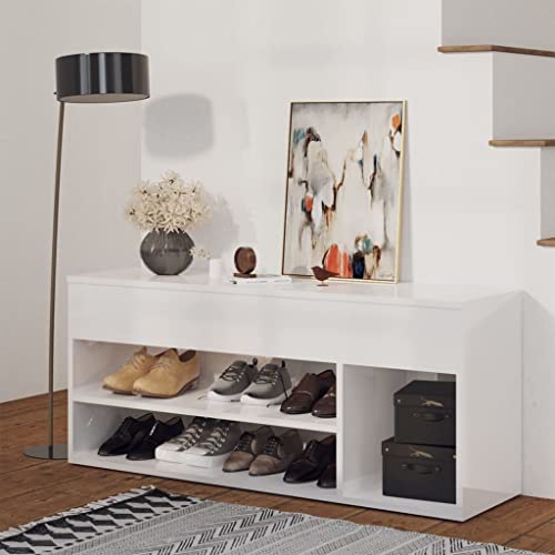 Furniture Home Tools Schuhbank Hochglanz Weiß 105x30x45cm Holzwerkstoff von csderty