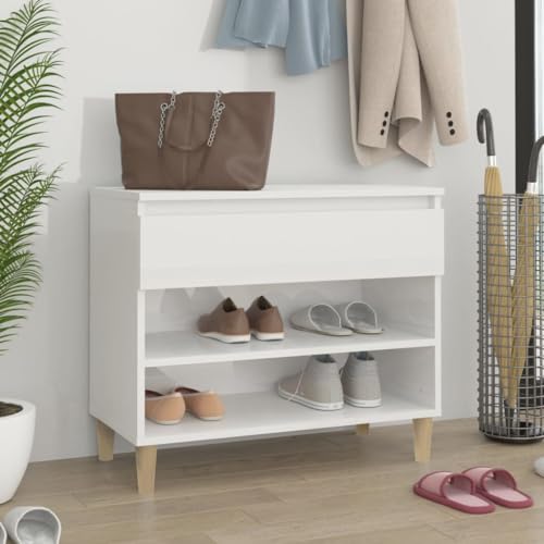 Furniture Home Tools Schuhschrank, Hochglanz, Weiß, 70 x 36 x 60 cm, Holzwerkstoff von csderty