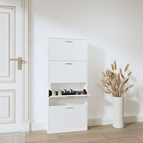 Furniture Home Tools Schuhschrank, weiß, 59 x 17 x 150 cm, Holzwerkstoff von csderty