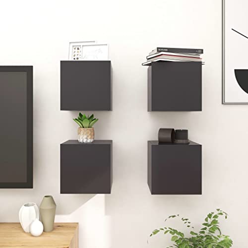 Furniture Home Tools TV-Schränke zur Wandmontage, Grau, 30,5 x 30 x 30 cm, 4 Stück von csderty
