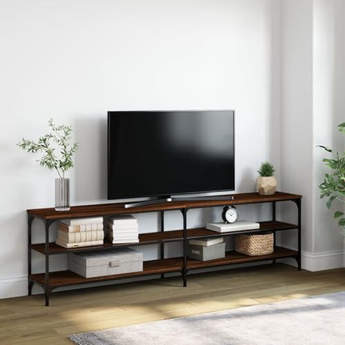Furniture Home Tools TV-Schrank, Braun Eiche, 180 x 30 x 50 cm, Holzwerkstoff und Metall von csderty