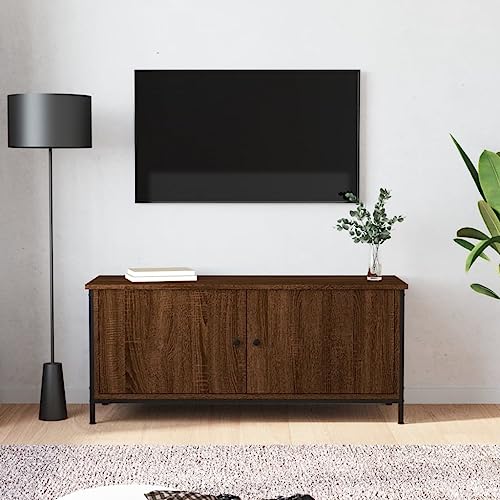 Furniture Home Tools TV-Schrank mit Türen, Braun Eiche, 102 x 35 x 45 cm, Holzwerkstoff von csderty