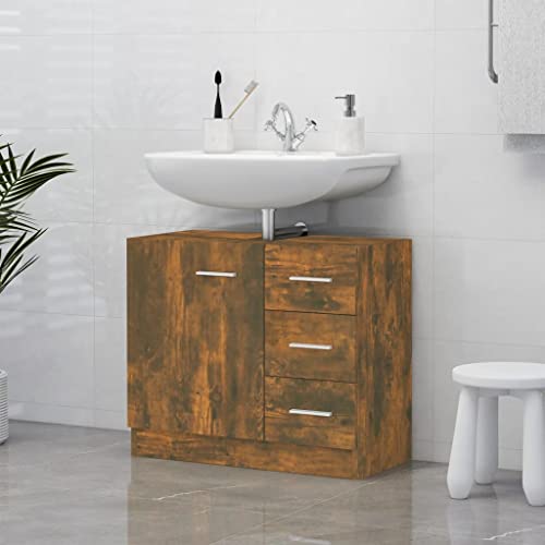 Furniture Home Tools Waschbeckenunterschrank, Räuchereiche, 63 x 30 x 54 cm, Holzwerkstoff von csderty