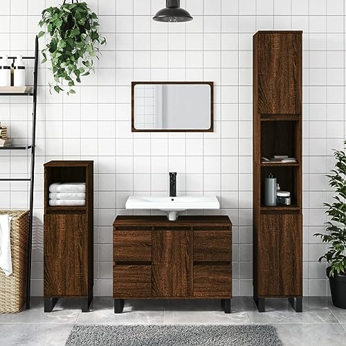Möbel Home Tools Badezimmerschrank Braun Eiche 30x30x100cm Holzwerkstoff von csderty