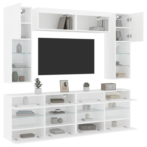 csderty Dieser Artikel: 6-teiliges TV-Wandschrank-Set mit LED-Lichtern, weiß von csderty