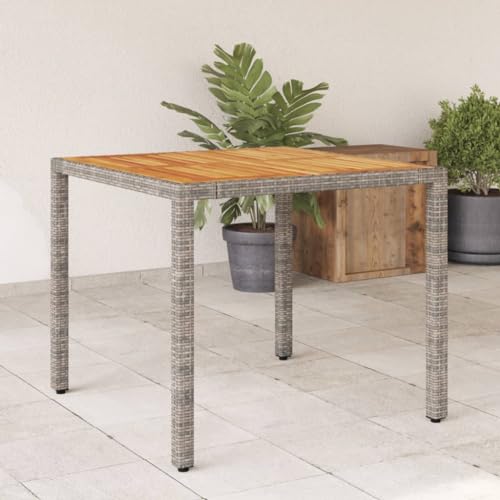 csderty Dieser Artikel: Gartentisch mit Akazienholzplatte, grau, 90 x 90 x 75 cm, Poly-Rattan, schön von csderty