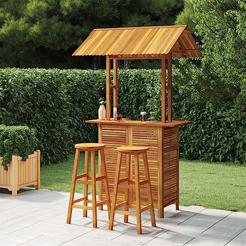 csderty Furniture Home Tools 3-teiliges Gartenbar-Set Massivholz Akazie von csderty