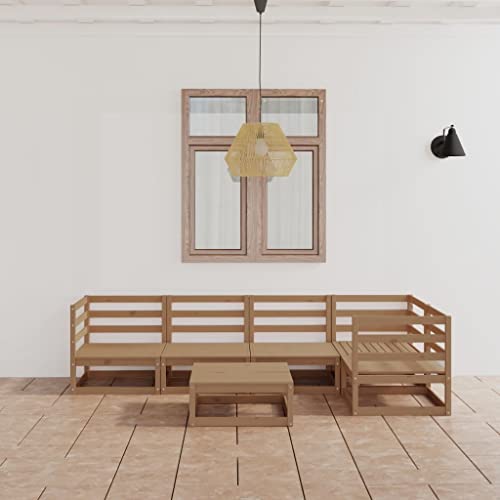 csderty Furniture Home Tools 6-teiliges Garten-Lounge-Set Honigbraun Massivholz Kiefer von csderty