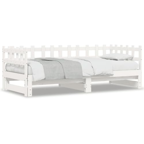 csderty Furniture Home Tools Ausziehbares Tagesbett, Weiß, 2x(80x200) cm, Massivholz, Kiefer von csderty