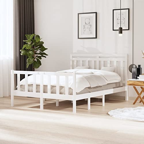 csderty Furniture Home Tools Bettgestell Weiß 135x190 cm Doppelbett Massivholz von csderty