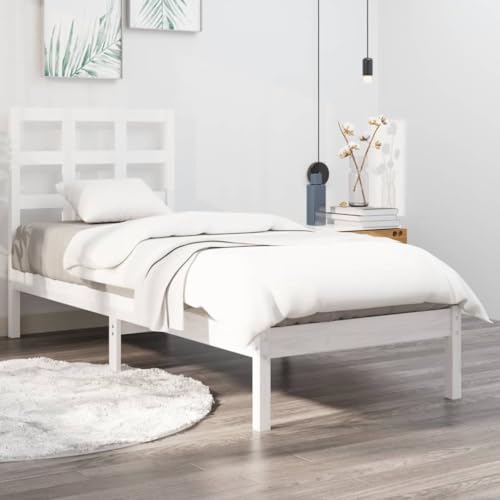 csderty Furniture Home Tools Bettgestell Weiß Massivholz 90x190 cm Einzelbett von csderty
