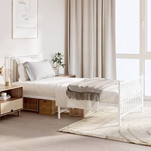 csderty Furniture Home Tools Bettgestell aus Metall mit Kopfteil und Fußteil, weiß, 90 x 190 cm, Einzelbett von csderty