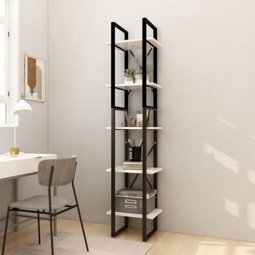 csderty Furniture Home Tools Bücherschrank, 5 Etagen, Weiß, 40 x 30 x 175 cm, Kiefernholz von csderty