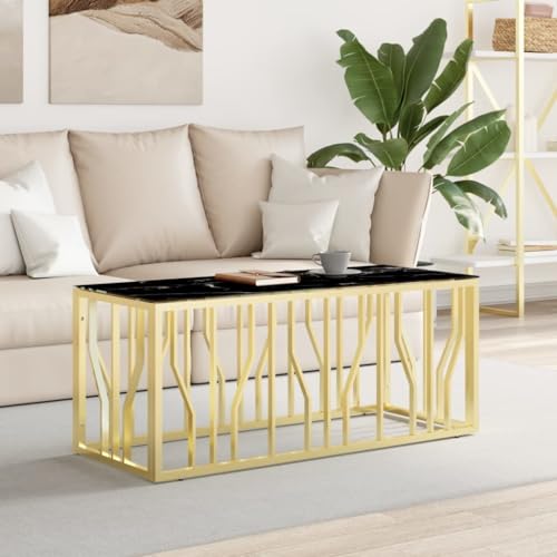 csderty Furniture Home Tools Couchtisch Gold 110x45x45cm Edelstahl und Glas von csderty