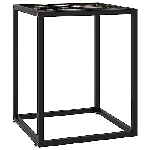 csderty Furniture Home Tools Couchtisch Schwarz mit schwarzem Marmorglas 40x40x50cm von csderty