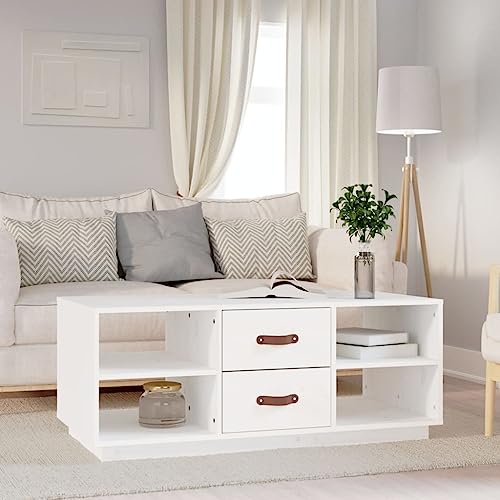 csderty Furniture Home Tools Couchtisch Weiß 100x50x41cm Massivholz Kiefer von csderty