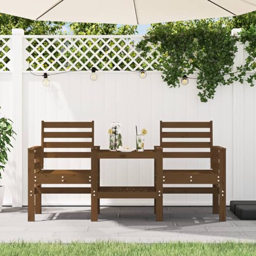 csderty Furniture Home Tools Gartenbank mit Tisch 2-Sitzer Honigbraun Massivholz Kiefer von csderty