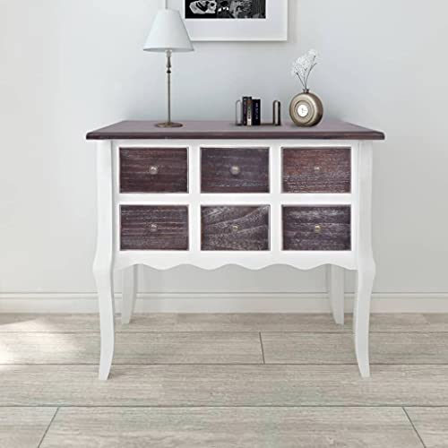 csderty Furniture Home Tools Konsolenschrank 6 Schubladen Braun und Weiß Holz von csderty