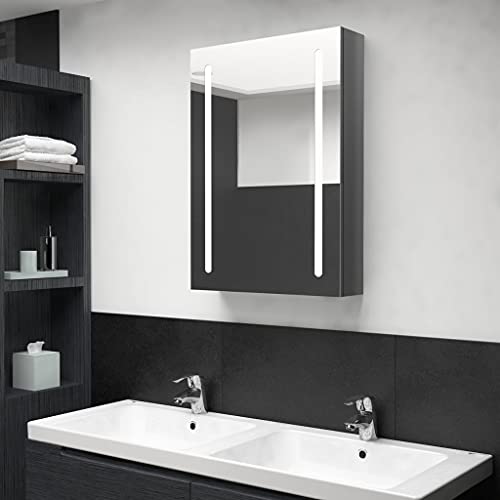 csderty Furniture Home Tools LED-Badezimmerspiegelschrank, glänzend, grau, 50 x 13 x 70 cm von csderty