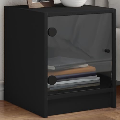 csderty Furniture Home Tools Nachtschrank mit Glastür, schwarz, 35 x 37 x 42 cm von csderty