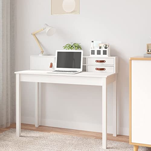 csderty Furniture Home Tools Schreibtisch Weiß 110x50x93cm Massivholz Kiefer von csderty