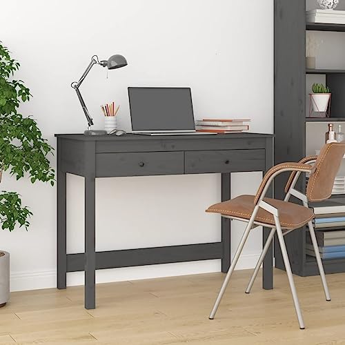 csderty Furniture Home Tools Schreibtisch mit Schubladen, Grau, 100 x 50 x 78 cm, Massivholz, Kiefer von csderty