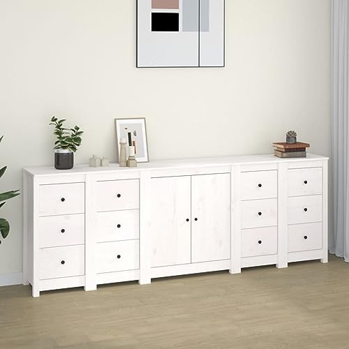csderty Furniture Home Tools Sideboard Weiß 230x35x80cm Massivholz Kiefer von csderty