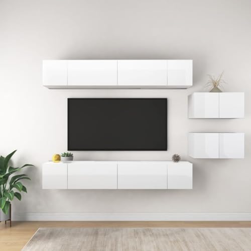 csderty Furniture Home Tools TV-Schränke, 8 Stück, Hochglanz-Weiß, Holzwerkstoff von csderty