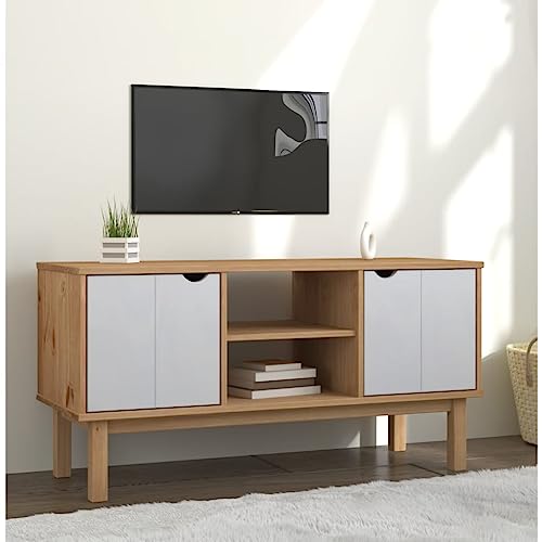 csderty Furniture Home Tools TV-Schrank, OTTA Braun und Weiß, 113,5 x 43 x 57 cm, Massivholz, Kiefer von csderty