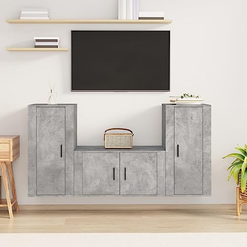 csderty Furniture Home Tools TV-Schrank-Set, 3-teilig, Beton, Grau, Holzwerkstoff von csderty