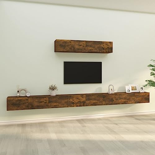 csderty Furniture Home Tools TV-Schrank-Set, 4-teilig, geräucherte Eiche, Holzwerkstoff von csderty