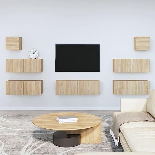csderty Furniture Home Tools TV-Schrank-Set, 7-teilig, Sonoma-Eiche, Holzwerkstoff von csderty