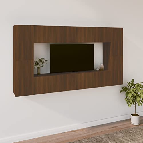 csderty Furniture Home Tools TV-Schrank-Set, 8-teilig, Braun Eiche, Holzwerkstoff von csderty